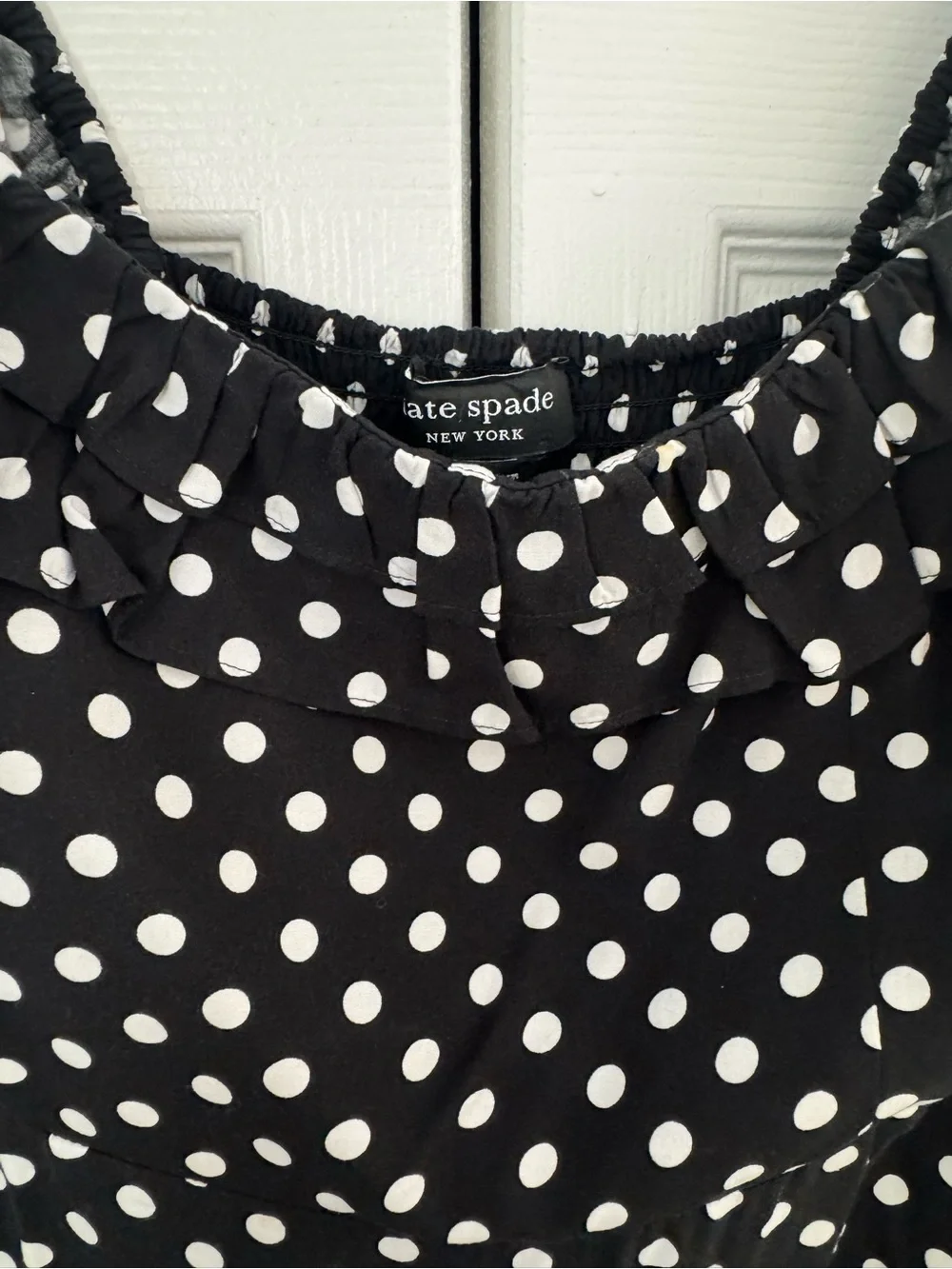 Kate Spade Black and White Polka Dot Ruffle Midi Dress